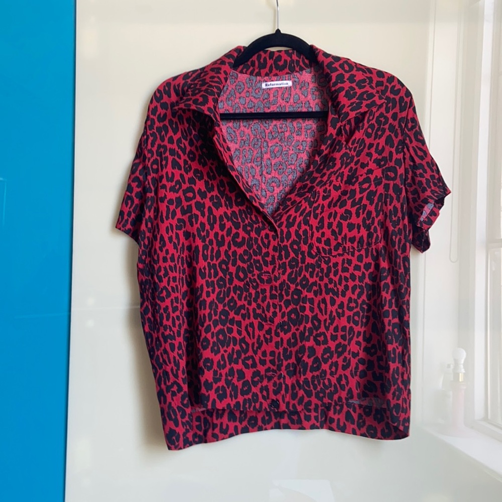 Reformation leopard print blouse